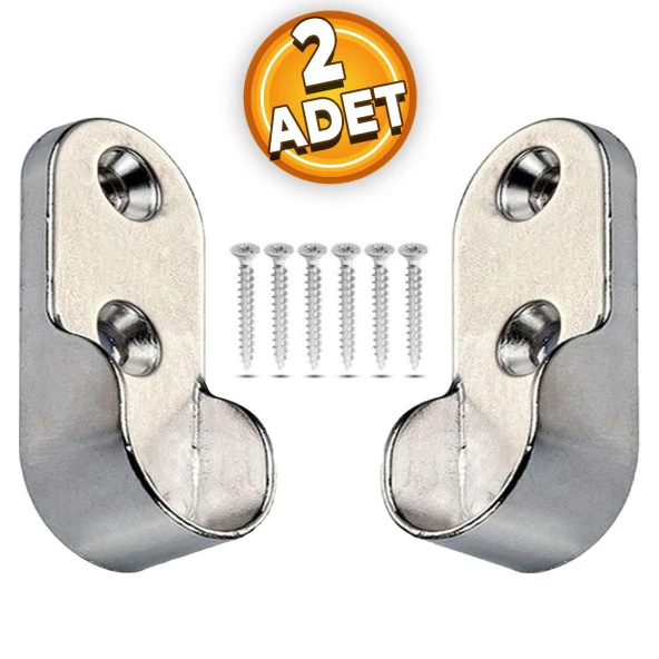 Askı Flanşı Oval Dolap Elbise Askı Aparatı Krom 30 mm (2 ADET)