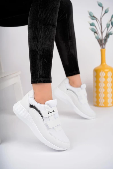 Muggo Chester Garantili Kadın Ortopedik Bağcıksız Cırtlı Rahat Sneaker Spor Ayakkabı - 4