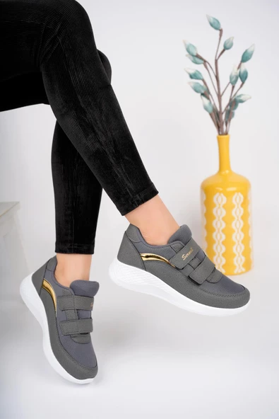 Muggo Chester Garantili Kadın Ortopedik Bağcıksız Cırtlı Rahat Sneaker Spor Ayakkabı - 10