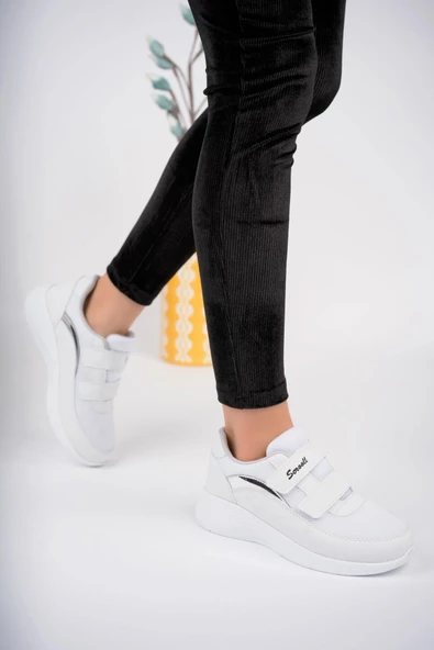 Muggo Chester Garantili Kadın Ortopedik Bağcıksız Cırtlı Rahat Sneaker Spor Ayakkabı - 2