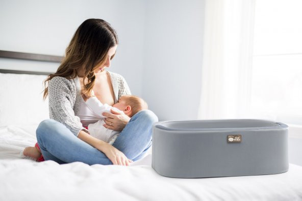 Anne Yanı Beşik Hier Bebek Ahşap Natürel Stand Gri Sepet - 7