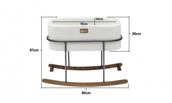 Hier Anne Yanı Beşik Hier Bebek Siyah Metal Stand Beyaz Sepet - 5