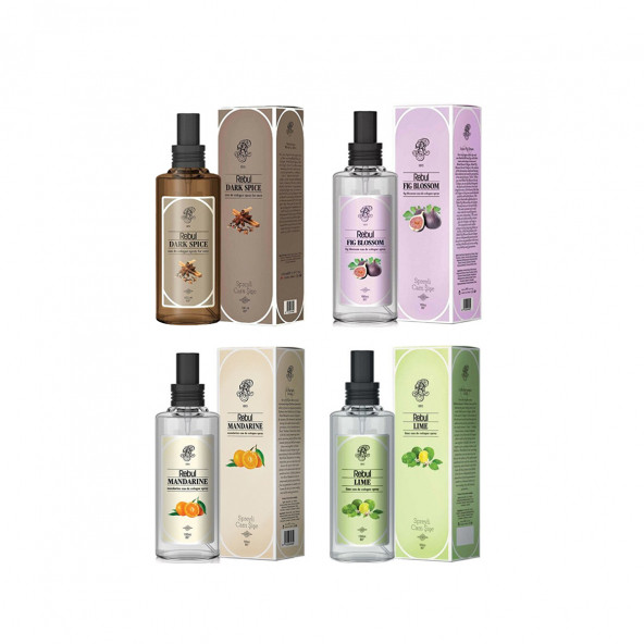 REBUL Dark Spice+Fig Blossom+Mandarine+Lime Sprey Kolonya 100 ml 4lü Set
