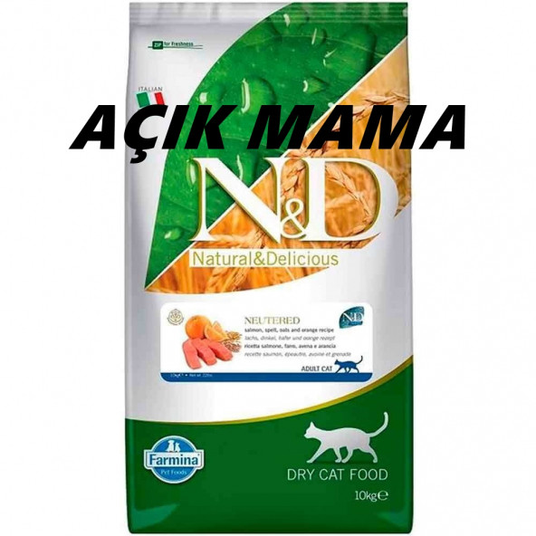 N&D Düşük Tahıllı Kısırlaştırılmış Somonlu ve Portakallı Açık Kedi Maması 2 kg