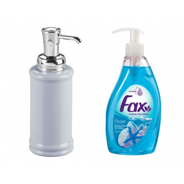 SIA-BOSP038 PORSELEN GRİ SIVI SABUNLUK VE 1 ADET 400 ML SIVI SABUN OKYANUS KOKULU - Resim 2