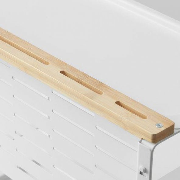 Bambu Tezgah Üstü Düzenleyici,MeridyenDukkan Beyaz, 40x21 cm Mutfak Organizatörü - 4