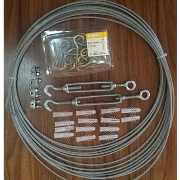 KADİRTARIM FİLE MONTAJ MAZEMESİ 7 METRE İÇİN KANCA DUBEL ÇELİK HALAT FİLE MONTAJ APARATI - 1