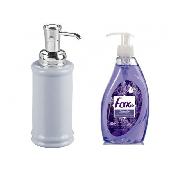 SIA-BOSP040 PORSELEN GRİ SIVI SABUNLUK VE 1 ADET 400 ML SIVI SABUN LAVANTA KOKULU - Resim 2