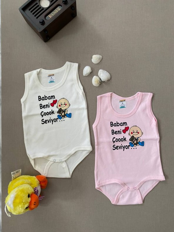 minisoft Bebe Rengarenk Türkçe Baskılı 2li Zıbın takımı