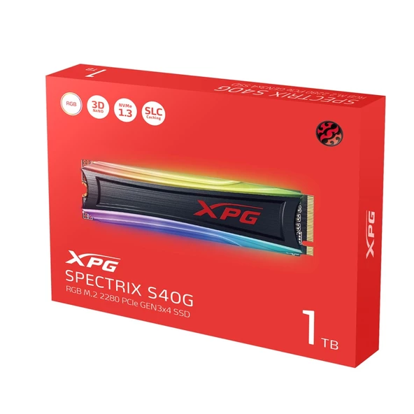 XPG Spectrix S40G 1 TB NVMe M.2 3000s/3500s AS40G-1TT-C PCI-Exp. 3.0 SSD Disk - 5