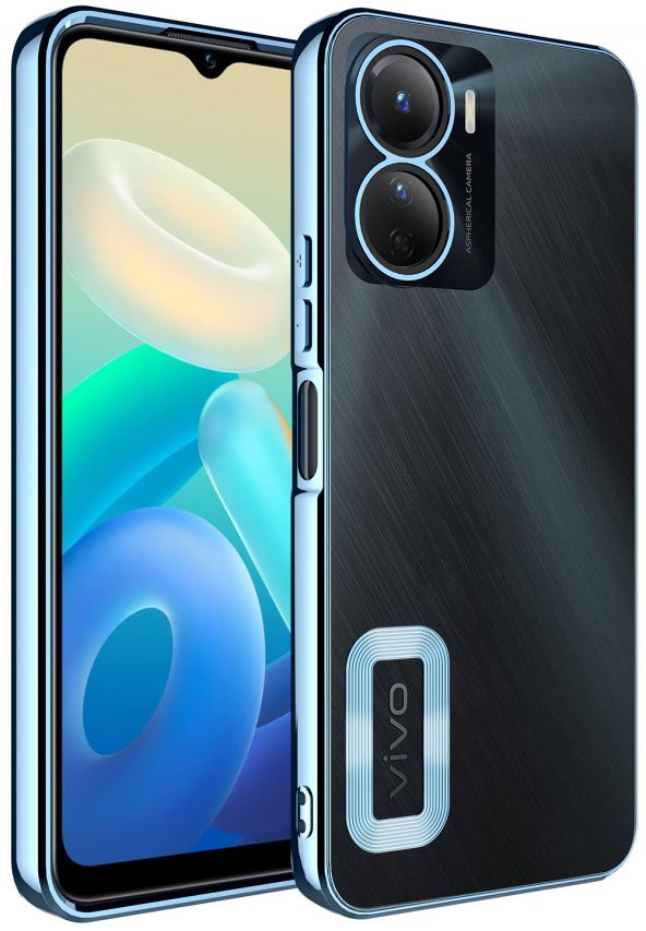 Vivo Y16 Kılıf Kamera Korumalı Logo Gösteren Şeffaf Kapak