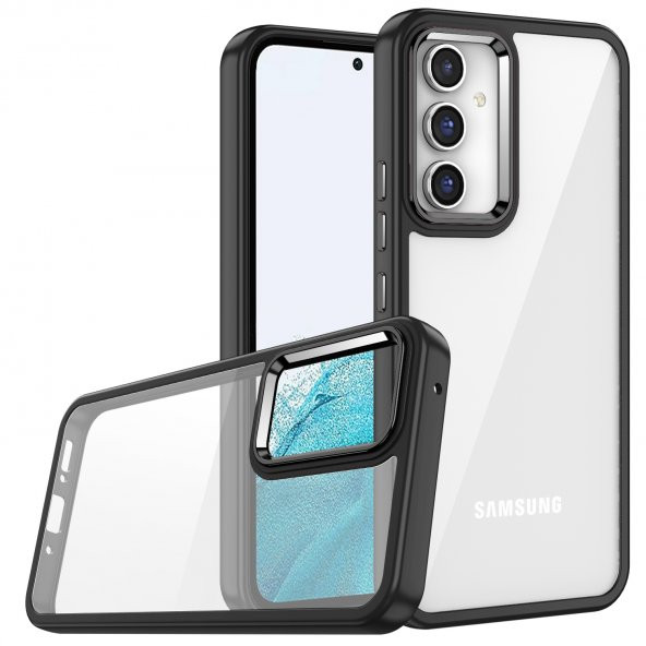Samsung Galaxy A54 Kılıf Sert Silikon Koruyucu Kenarlar Şeffaf Arka Yüzey