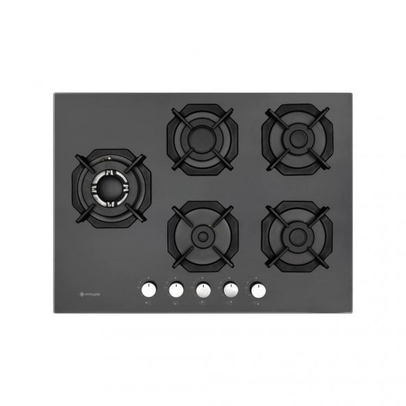 Eminçelik  EC-AH 2250 SBW BG7AA0 Ankastre 70CM 5 Gözlü Siyah Cam Ocak