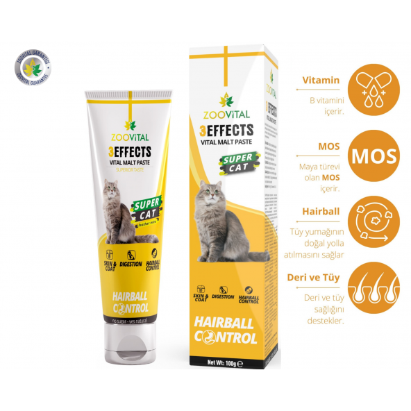 ZOOVİTAL Hairball Malt Paste Kediler Için Tüy Yumağı Önleyen Malt Macun 100gr