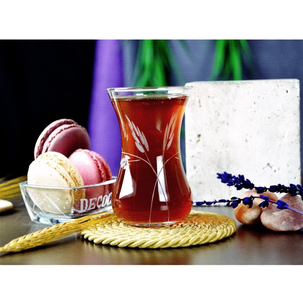 Decocia Pudgy 25 Parça 6Kişilik  Bardak Çeyiz Seti Dik Karaflı Sürgün Desenli - Resim 7