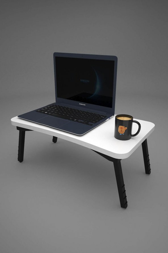 Mobezzo Laptop Sehpası Seyyar Kahvaltı Masası Katlanır Çalışma Sehpası Beyaz - 4