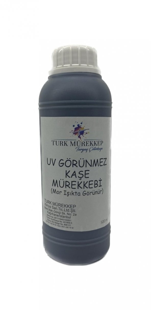 Uv Görünmez Kaşe Mürekkebi 500 Ml. (Mor Işıkta Görünür)