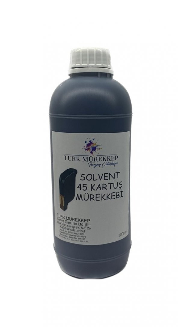 Solvent 45 Kartuş Mürekkebi Siyah 1000 ML.