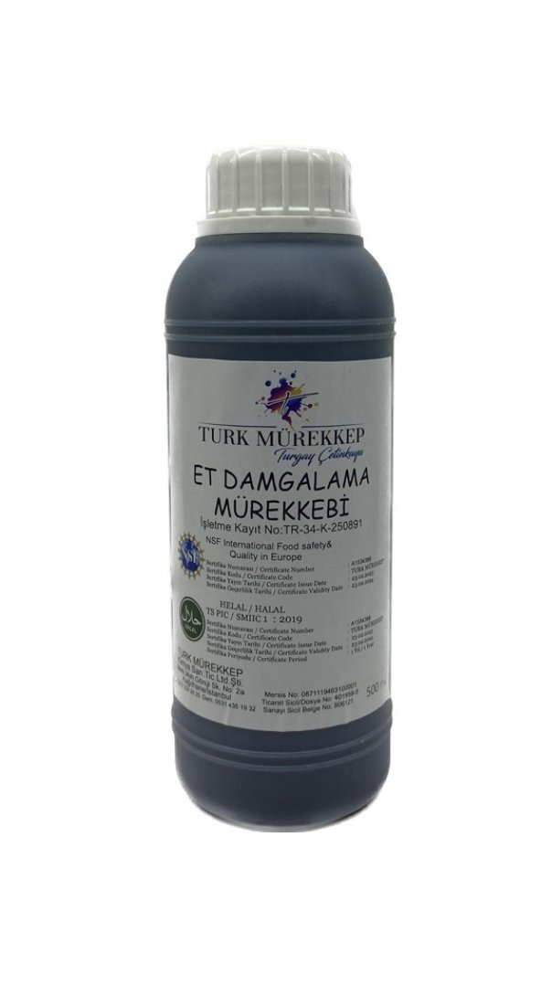 Et Damgalama- Markalama Mürekkebi Mor-Mavi Renk 500 ml.