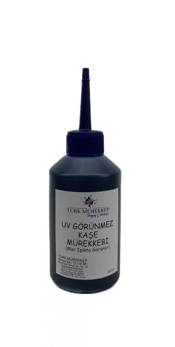 UV Görünmez Kaşe Mürekkebi 100 ml.  (Mor Işıkta görünür)