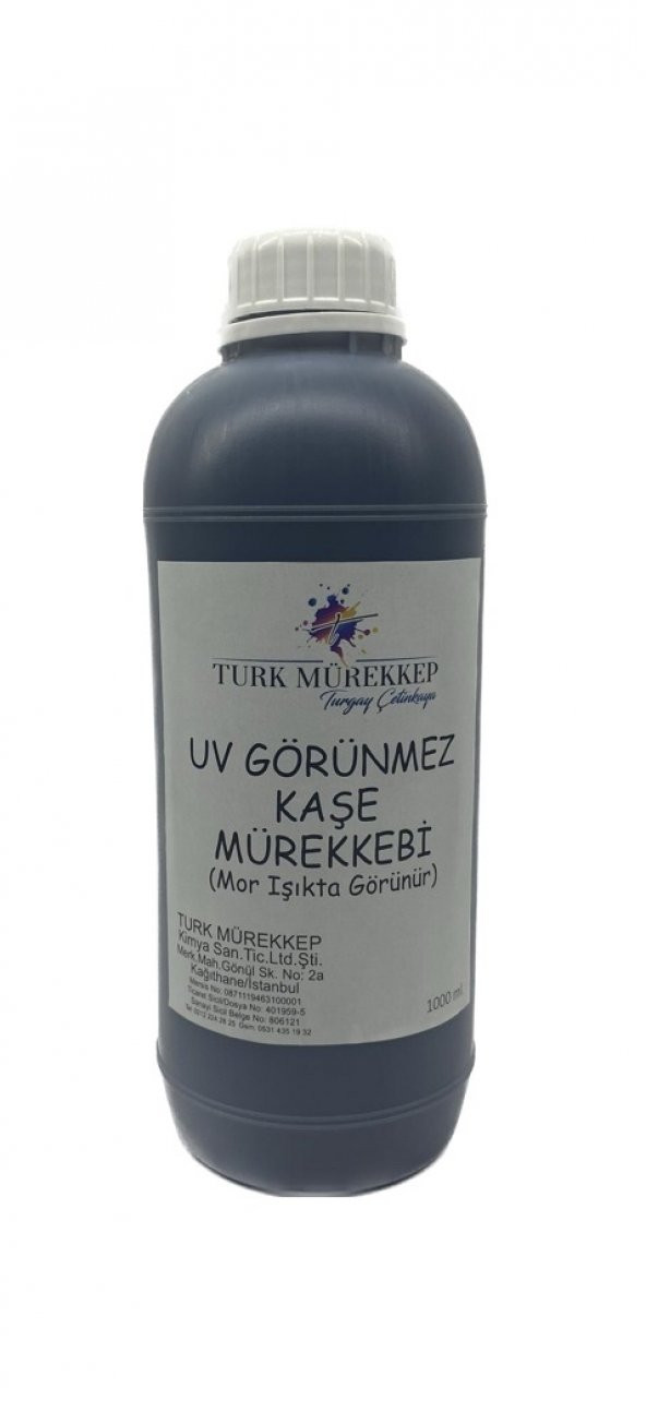 UV Görünmez Kaşe Mürekkebi 1000 ml. (Mor Işıkta görünür)
