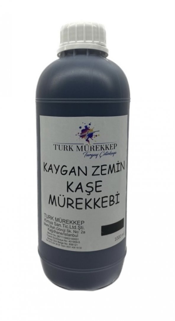 Kaygan Zemin Kaşe Mürekkebi Siyah 1000 ml.