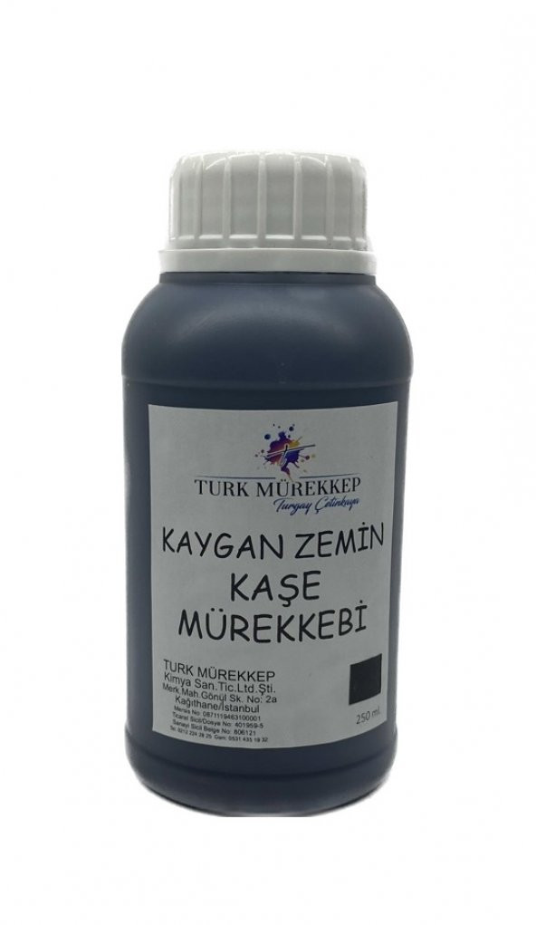 Kaygan Zemin Kaşe Mürekkebi Siyah 250 ml.
