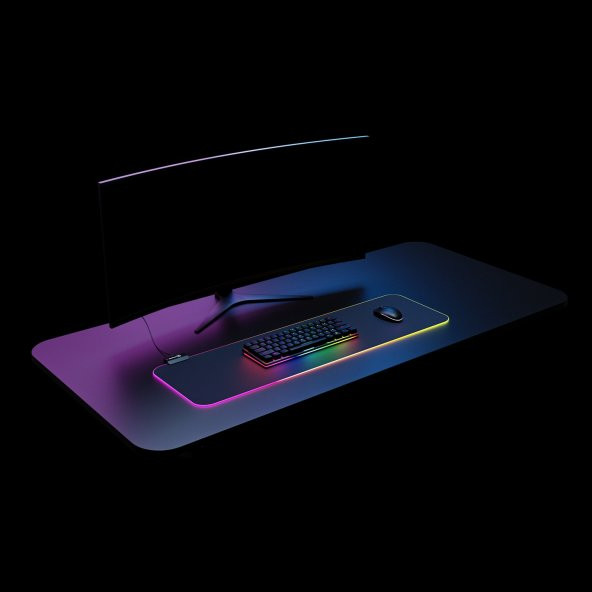 RAMPAGE MP-24 SİYAH 300*800*3MM RGB LEDLİ GAMING MOUSE PAD - 4