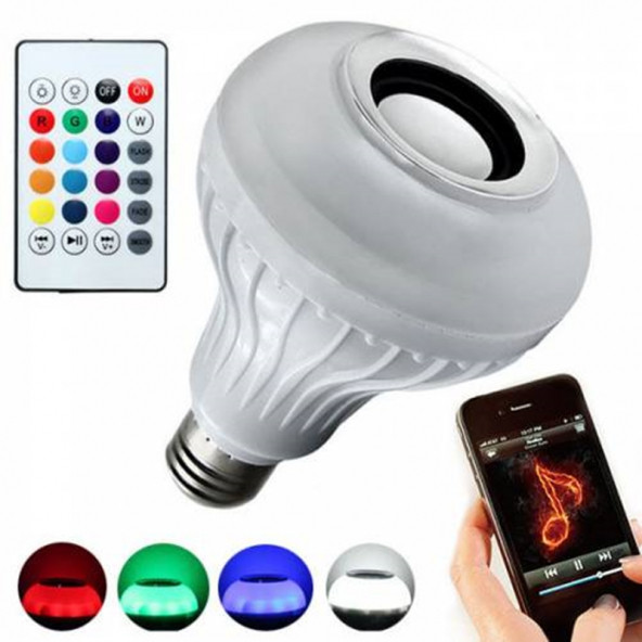 Bluetooth Hoparlörlü Kumandalı Rgb Akıllı Led Ampul 16 Renk Ampule Takılan Ses Bombası