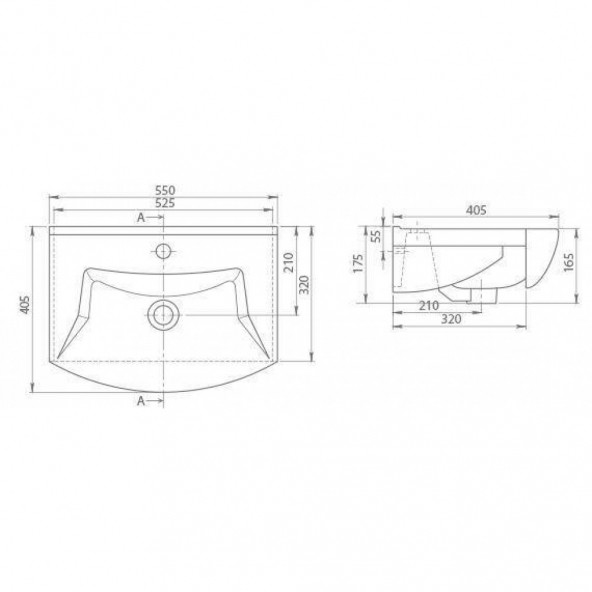 Turkuaz Seramik Cerastyle Evita Serisi 55 x 41 Cm Etajerli Lavabo - 4
