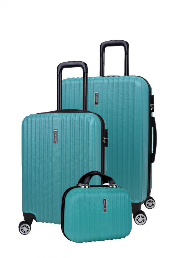 3lü Valiz Seti Elatae Valiz Orta - Kabin Boy ve Makyaj Turkuaz 1020 ürün görseli