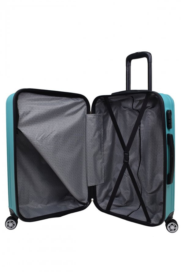 3lü Valiz Seti Elatae Valiz Büyük - Orta Boy ve Makyaj Turkuaz 1020 - Resim 5