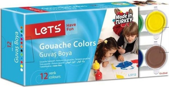Lets 12 Renk Guaj Boya Şişede 12x25 ml. ürün görseli 1
