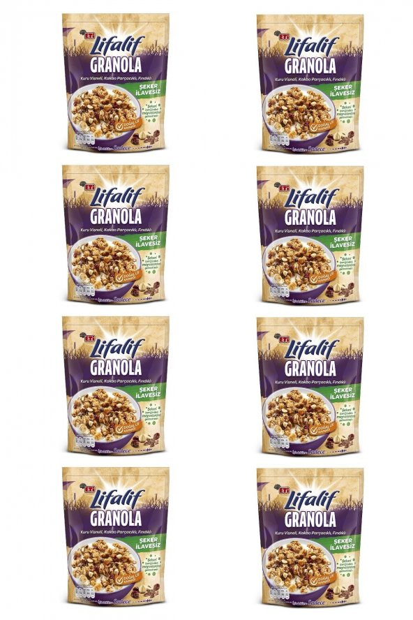 Eti Lifalif Granola Kuru Vişneli, Kakao Parçacıklı, Fındıklı 200 g x 8 Adet - 2