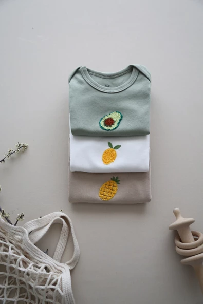 Ohlala Koala 3lü Nakışlı Çıtçıtlı Kısa Kollu Body Zıbın Model 3 - 2