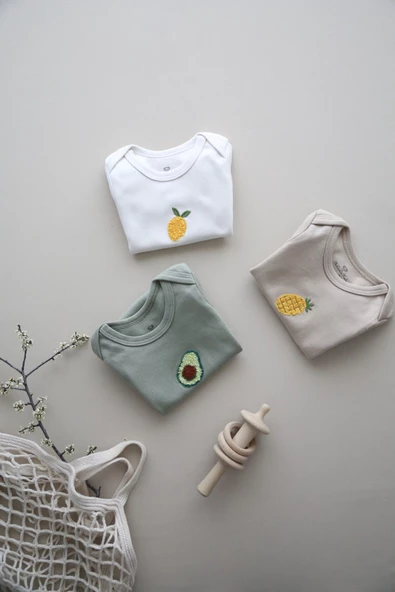 Ohlala Koala 3lü Nakışlı Çıtçıtlı Kısa Kollu Body Zıbın Model 3 - 3