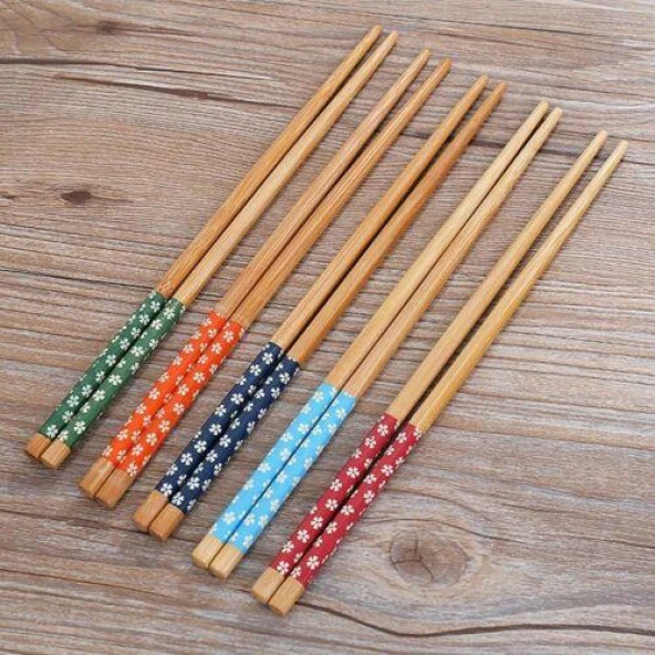 Chopstick Japon Çin Yemek Çubuğu 10 Çift Yıkanabilir Bambu