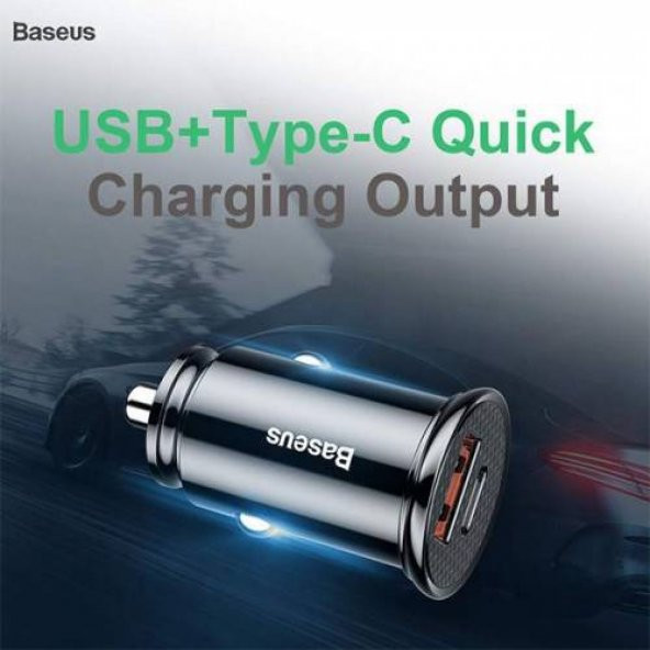 Baseus 30W Araç Çakmaklık Şarjı Usb Typc-e Girişli Araç Şarjı Çift Giriş İphone Samsung Huawei Şarj - 4