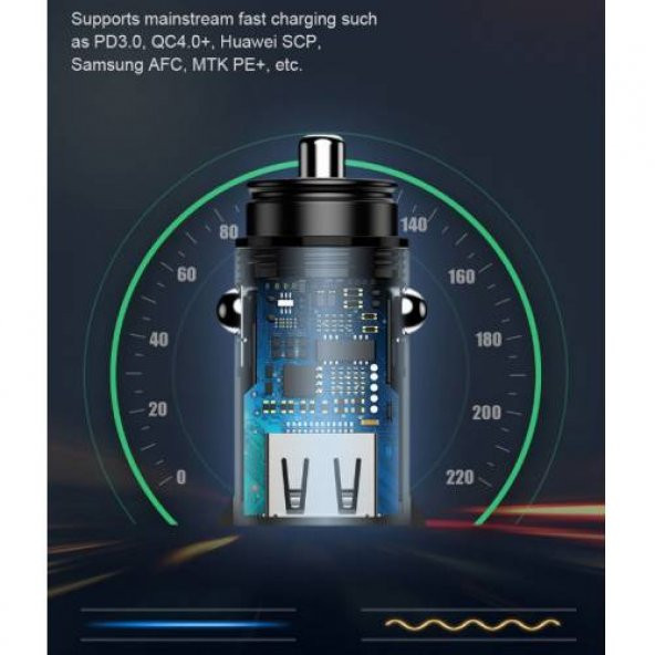 Baseus 30W Araç Çakmaklık Şarjı Usb Typc-e Girişli Araç Şarjı Çift Giriş İphone Samsung Huawei Şarj - 5