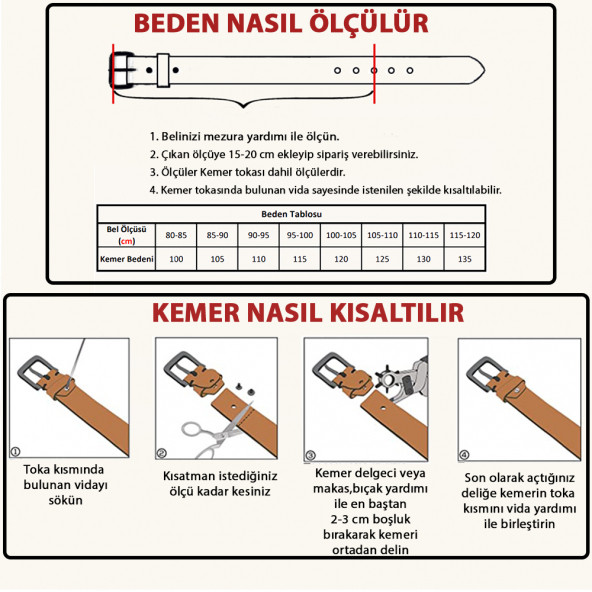Parscraft Hakiki Erkek Deri Kemer 4 Cm Taba Kumaş Pantolon Spor Kemer - 6