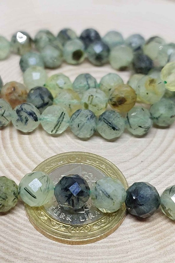 Prehnit (Prinayt) Taşı Faset Kesim Dizi 8mm - Resim 2