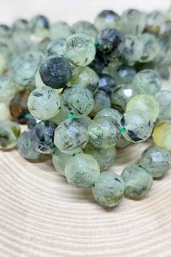 Prehnit (Prinayt) Taşı Faset Kesim Dizi 8mm - Resim 3