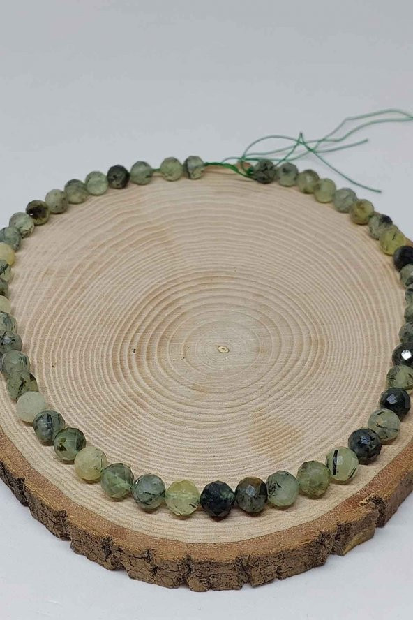 Prehnit (Prinayt) Taşı Faset Kesim Dizi 8mm - Resim 4