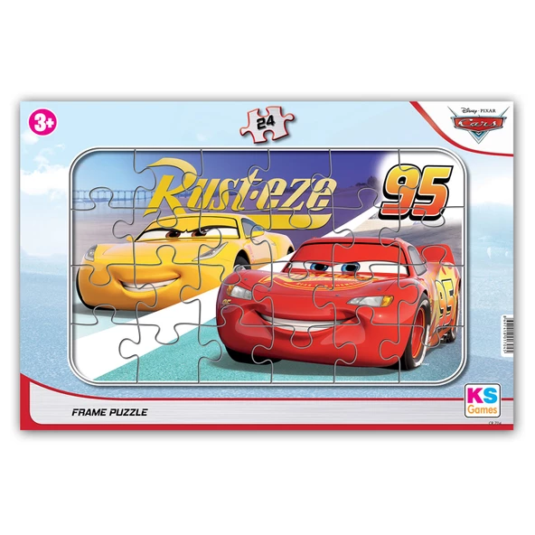 Cars Şimşek Mc queen ile Kral Şakir Puzzle/Yapboz 2 li Set (24+35) - 2