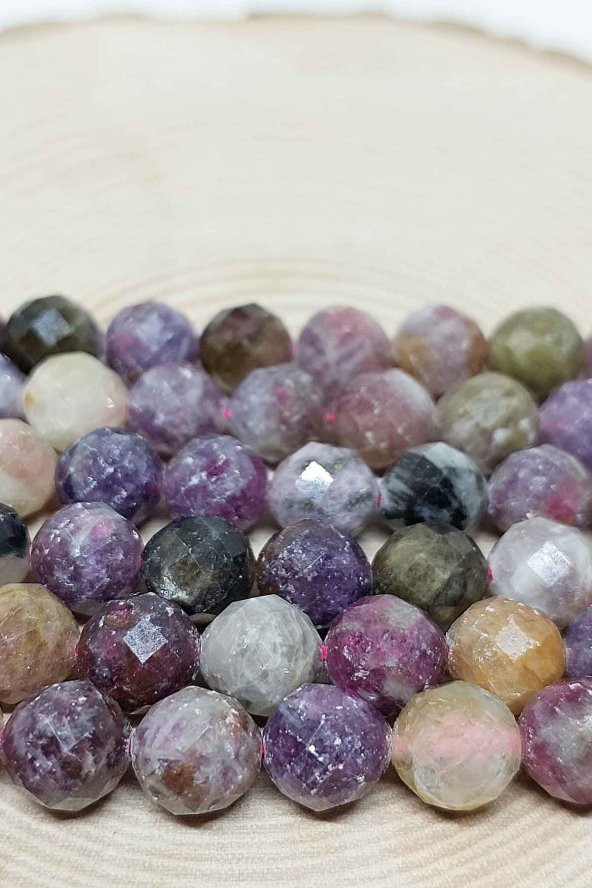 Turmalin Taşı Karışık Renkler Faset Kesim Dizi 8mm ürün görseli