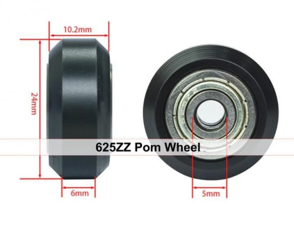 625zz Rulmanlı Teker(v Slot Open Builds Teker) - Resim 2