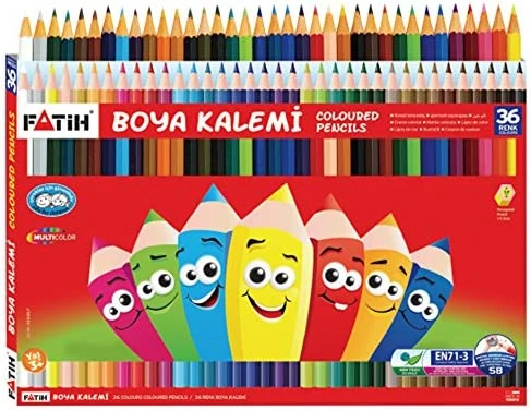 Fatih 36'lı Tam Boy Okul Kuru Boya Kalemi Karton Kutu / 33245 ürün görseli