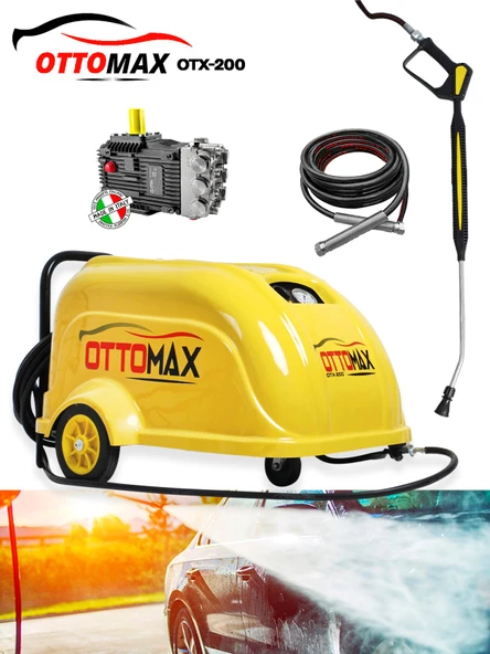 Ottomax Otx-200 Yüksek Basınçlı 200 Bar İtalyan Pompa Oto Yıkama Makinası 12 Metre Hortumlu Trifaze