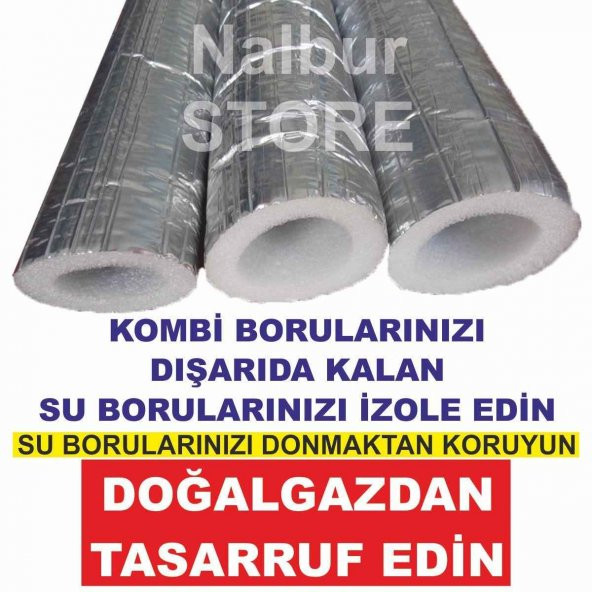 DOĞALGAZ KOMBİ FOLYO KAPLI TASARRUF BORU KILIFI 4 ADET TOPLAM 8 METRE+İZOLASYON FOLYO BANDI 5 METRE - 3