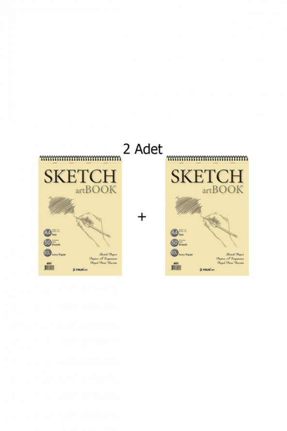 Folıx Eskiz Defteri A4 50 Yaprak Spiralli Ivory Sketchbook 80 Gr - 2li